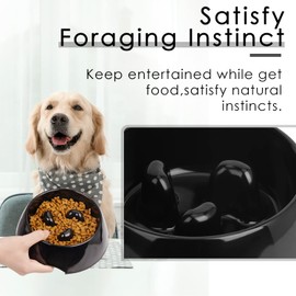 SUPERDESIGN Slow Feeder Dog Bowl Cat Bowl 1 Cup Slow Feeding Dog Bowl for Small Medium Breed Anti Gulping Healthy Eating Interactive Bloat Stop Alternative Non Slip Puzzle Dog Food Bowl, Black