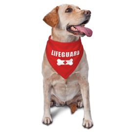 vercosee Lifeguard Pet Dog Bandana Scarf for Puppy Dog Beach Pool Accessories Bandana,Summer Dog Bandana,Security Dog Bandana (Red)