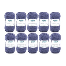 Gründl Cotton Quick Uni Value Pack, 10 Balls of 50 g (Durable Wool, Easy Care, Washable 100% Cotton Yarn, 50 g/125 m, Needle Size: 3–4, 10 x 50 g), Grey Blue