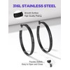 Richsteel Womens Stainless Steel Large Hoop Earrings Black Hypoallergenic Pierced