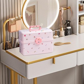 Organizador de accesorios para el cabello para niñas pequeñas, caja de almacenamiento para postizos para niñas - Estuche para guardar lazos para el cabello para niños de 3 capas Soporte para lazos p