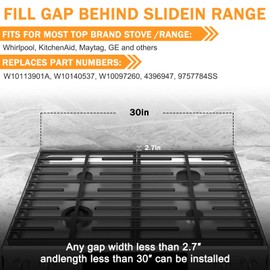 30" Slide-in Range Rear Filler Kit W10113901A, Stove Gap Universal Triangular Filler Strip, Top Trim Kit Between Stove and Wall for Whirlpool & Most Brand, Aluminum Gap Cover Black