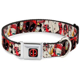 Buckle-Down Seatbelt Buckle Dog Collar - Deadpool Shooting/Targets - 1.5" Wide - Fits 13-18" Neck - Small