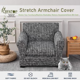 CRFATOP 2 Piece Chair Covers Stretch Sofa Covers Couch Slipcovers Washable Armchair Sofa Couch Slipcover Furniture Protector with Elastic Bottom for Living Room, S, A08