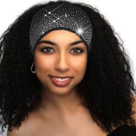 CAKURE Diadema de cristal con diamantes de imitación, color negro, banda ancha anudada, turbante, fiesta, discoteca, accesorios para el cabello para mujeres y niñas (juego 1)