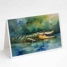 Caroline's Treasures DAC2897GCA7P Crocodile Greeting Cards Pack of 8 Blank Cards with Envelopes Whimsical A7 Size 5x7 Blank Note Cards