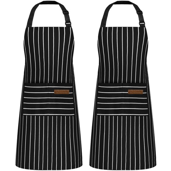 Riqiaqia 2 Pack Kitchen Cooking Aprons, Soft Cotton Apron with