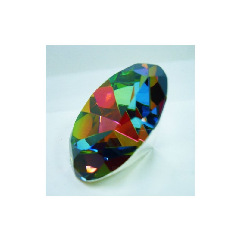 Dark Crystal AB Glass Diamond Paperweight 3.25"