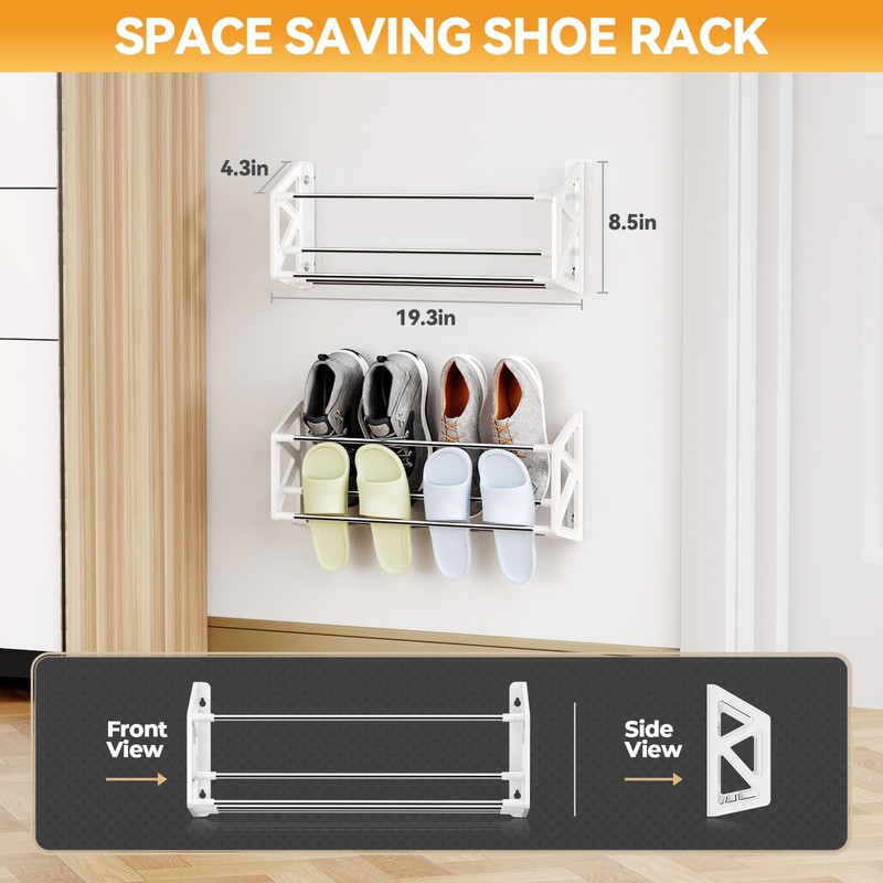 DEYILIAN Hanging Shoe Rack,3 Pack Wall Mounted Shoe Rack with