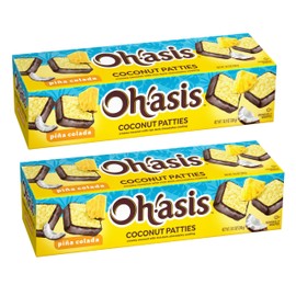 Coconut Patties Pina Colada Flavor – Chocolate Covered Coconut Candy Bars – Soft & Chewy Tropical Snack – 2 Pack – Oh!asis