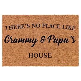 Coir Doormat Front Door Mat New Home Closing Housewarming Gift There's No Place Like Grammy & Papa's House Grandma Grandpa Grandparents Grandmother Grandfather (30" x 18" Standard)
