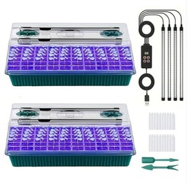 Yewhick 120-Cell Self-Watering Seed Starter Trays with Grow Light, Seed Starter Kit with 3-in-1 Soil Moisture Meter, Indoor Seedling Starter Tray for Plant Germination, Seeds Growing