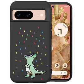 Unov Case Compatible with Pixel 8 5G with Cute Rainbow Dinosaur Dino Dragon Embossed Pattern Design Soft TPU Shock Absorption Slim Protective Back Cover
