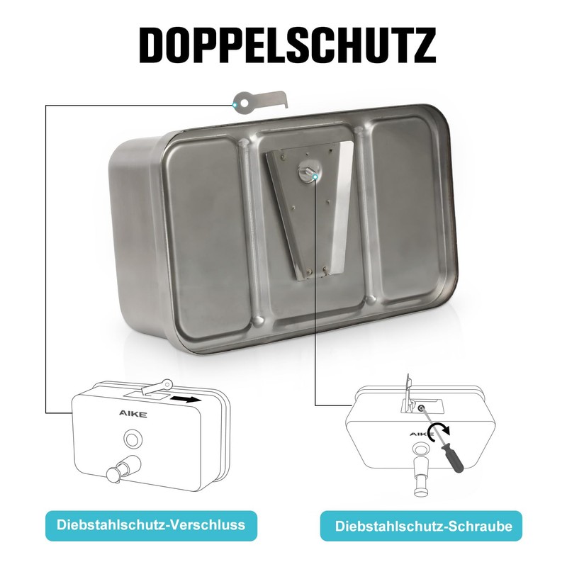 AIKE Updated Stainless Steel Wall Mounted Soap Dispenser 1100ml Large