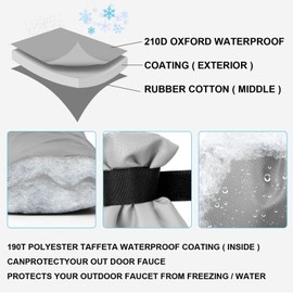 OFFCUP Outside Tap Covers for Winter, 4pcs Thickened Outdoor Tap Cover, Large Outdoor Tap Cover Large Insulated Protector Outdoor Faucet Covers for Winter from Freezing Bursting (Grey)