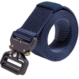 XDIAN Men's Belt, Adjustable Length, Stylish Belt, Durable, Nylon, Tactical Belt, Cobra Buckle, For Work Mountaineering, Self-Defense Forces, US Army, One-Touch Belt, Buckle Game Equipment, Military Work, blue (navy blue)
