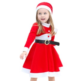 Lilax Little Girl Christmas Dress for Toddlers Red Santa Holiday Party Outfit 5 Years Red