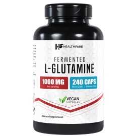 Healthfare L-Glutamine 1000mg | 240 Capsules | Amino Acid Fuel for Gut & Muscle