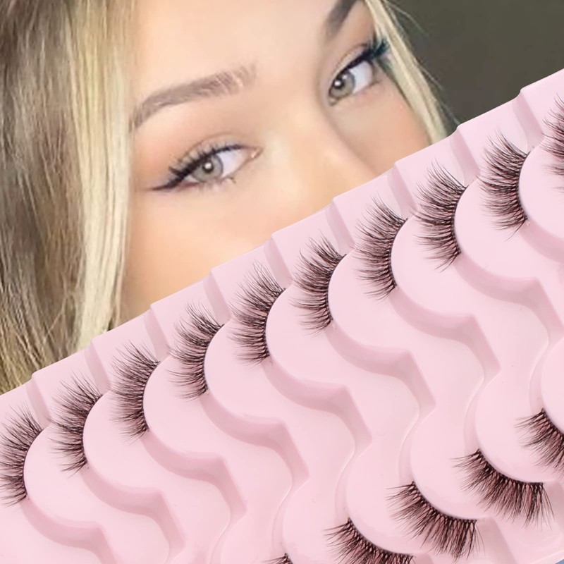 Glowing Win Half Eyelashes, Cateye Natural Look Artificial Eyelashes, 10