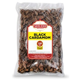 SHUDH Black Cardamom Pods 100GM | Whole Kali Elaichi Indian Spice ~ All Natural | Vegan | Gluten Friendly | NON-GMO | Indian Origin