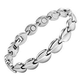 Magnetic Bracelets for Women, Stainless Steel Leaf Links, Fashion Design