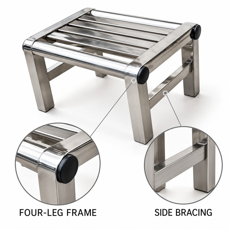 Stainless Steel Low Step Stool, 9.45 x 7.05 x 5.91