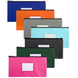 NICKANG 7 Pack Money Bags with Zipper for Cash | 11.25" x 6.25" | 7 Colors | Bank Deposit Bags, Cash Pouches with Zipper, Cash Register bag
