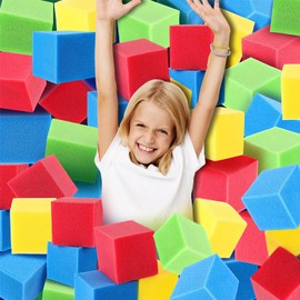 VioraWhite 36 Pcs Foam Pit Cubes Blocks 3.1 x 3.1 x 3.1 Inch Colorful Flame Retardant Foam Pit Blocks for Trampoline Arenas, Gymnastics, Parkour Courses, Skateboard Parks, Playground
