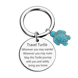 Amusingtao Travel Turtle Keychain, Women Men Luck Turtle Gifts, Cute Key Rings Gift for Friends and Family Colleague Graduation Birthday