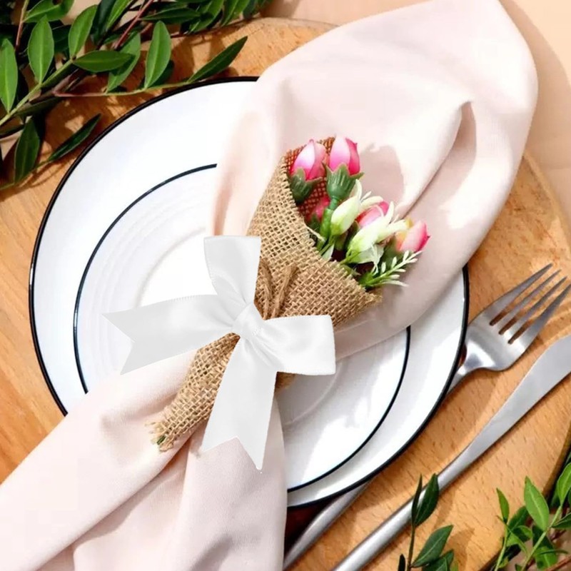 50 Pcs Pink Gift Wrap Bows, 3.3 Inch Satin Ribbon