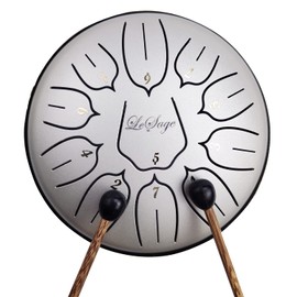 LeSage Steel Tongue Drum for Adults 6 inch 11 note Sound Healing Handpan Drums Therapy Metal Drum Tank Drum Yoga Zen Tone Drum Meditation Drum Silver Rain Drum