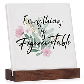 Inspirational Gifts for Women Men - Best Office Decor for Women - Encouragement Cheer Up Motivational Desk Decorations - Gifts for Women Friend Coworker Employee - Positive Plaque Sign With Wooden Stand