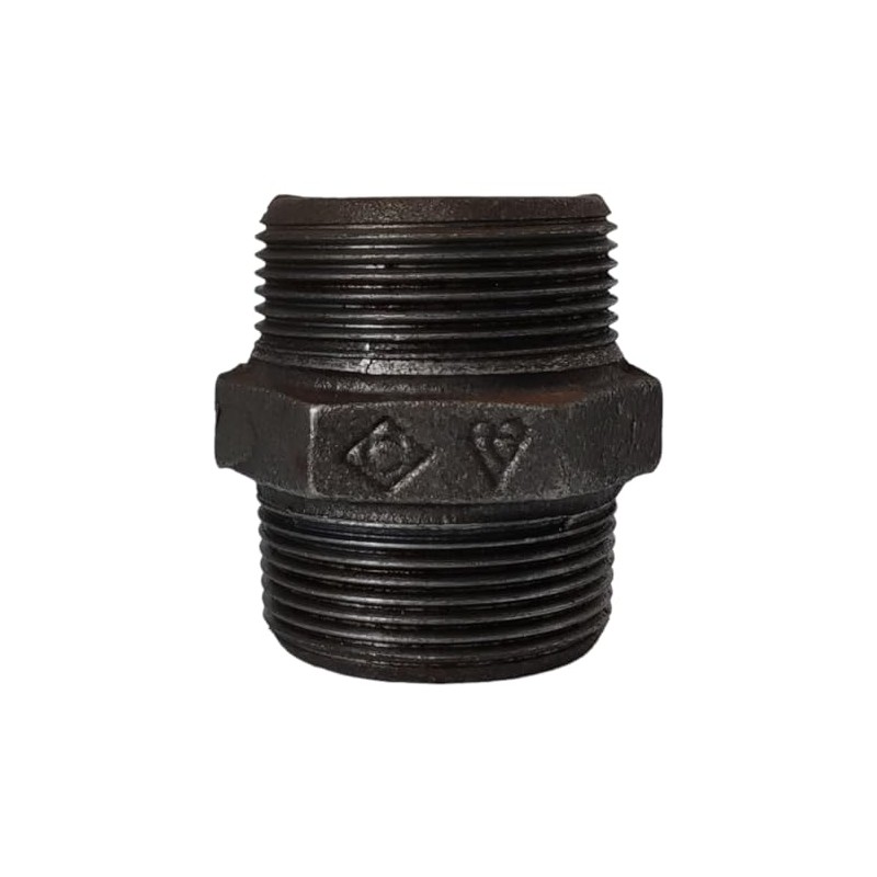 Black Malleable Iron Pipe Fitting, 1-1/2 inch BSP Hexagon Nipple