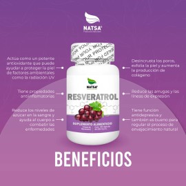 Resveratrol 100 Cápsulas Potente Antioxidante Antienvejecimiento Antiinflamatorio Regula Niveles Azúcar Reduce Arrugas Líneas Expresión