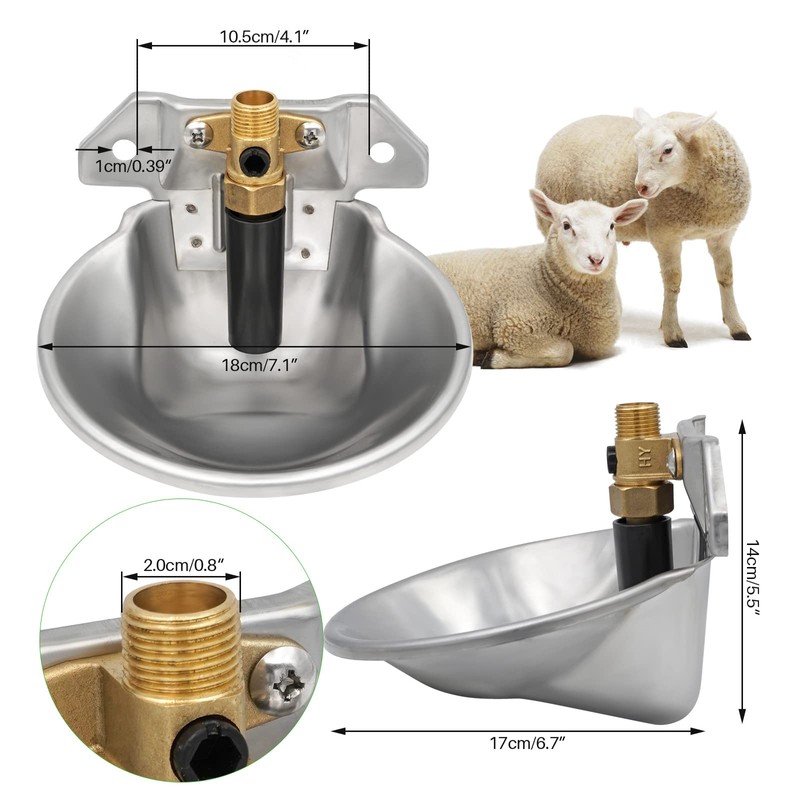 Stainless Steel Thicken Sheep Waterer Automatic Dispenser Goat Copper Valve