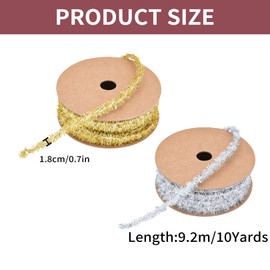 2 Rolls Christmas Tinsel,Thin Christmas Tree Glitter Fringe Garland Foil Tinsel Ribbon Mini Hanging Ceiling Decoration,for DIY Crafting Xmas Tree Wrapping Gift Party Home Decorations (Gold/Silver)