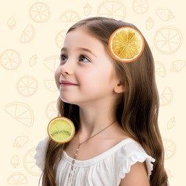 Pack of 2 Orange Hair Clips and Orange Slices Elastic Hair Scrunchie Lemon Hair Clips Hair Accessories Orange Fruit Hair Accessories Cute Hair Bobbles Girls Women for Carnival Carnival Fruit Party