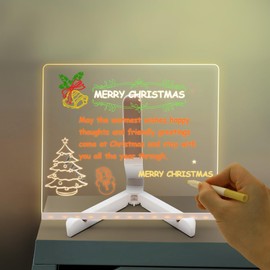 Eucomir LED Note Board with Colours, LED Writing Board 20 x 20 cm, Acrylic Notice Board with 7 Colours Pen with Stand, LED Note Board, Wipe Clean, Available as a Notepad, Writing Board, Message Board