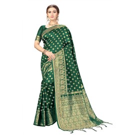 Nivah Fashion Women's Art Silk Saree with Blouse Piece (UK.S11-DarkGreen)