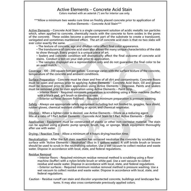 Active Elements Acid stain for concrete, Coffee Bean dark brown