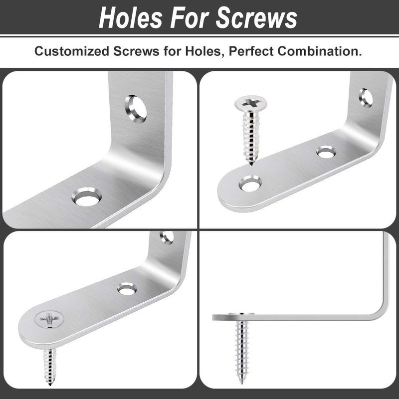 LuckIn 40 Pcs L Bracket Stainless Steel Corner Brace Sets,