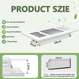 DGB 2 Pcs 10x6 Inch Air Vent Covers - 3-Way Solid Metal Wall & Ceiling Register, Return Air Vent (White, Interior Size 10 x 6)