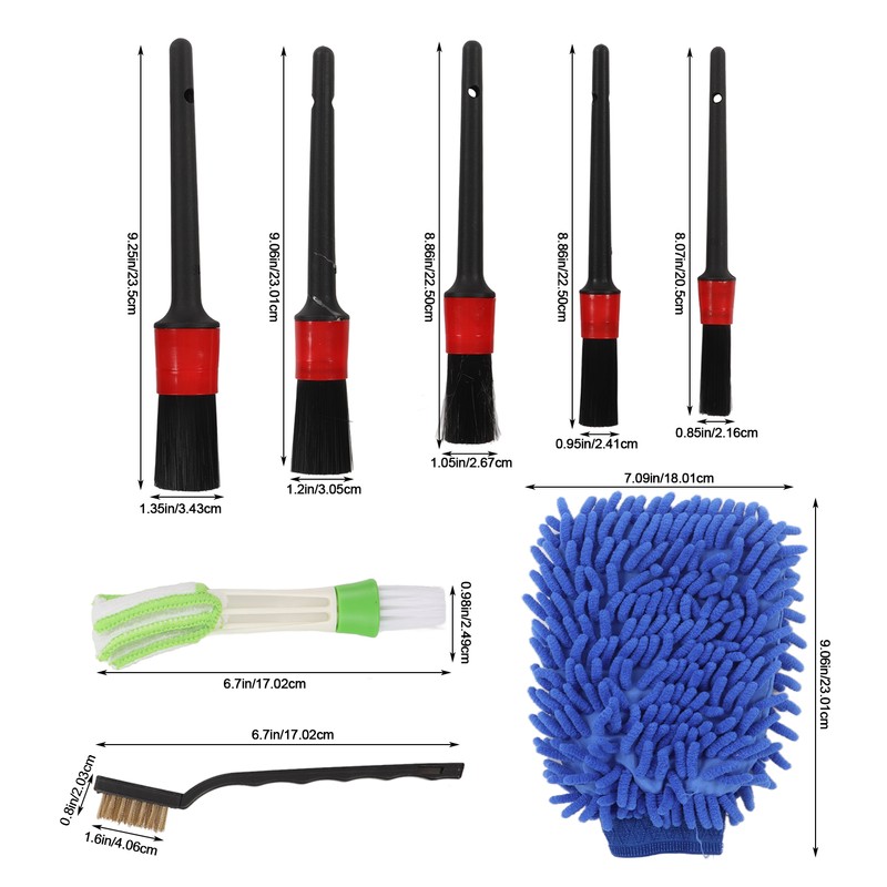 11PCS Car Cleaning Detailing Brush Set Interior Exterior Plastic for