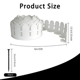 Landscape Edging 20FT,5.5IN High Landscape Edging,Garden Edging Border with 30Spikes, Flexible Plastic for Flower Beds, Lawn, Yard & Pathway–Durable Garden Edging Kit(White)