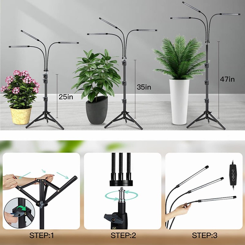GHodec Grow Light with Stand, 60 LED 5500K Full Spectrum