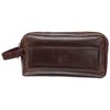 Mancini Buffalo Top Grain Leather Double Compartment Toiletry Kit, Brown