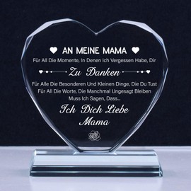 Cutywood Geschenke für Mama, Geburtstagsgeschenk für Mama von Tochter Sohn, Herzförmiges Kristall Plakette Muttertagsgeschenk für Mama, Muttertag Valentinstag Weihnachten, Heimat Dekoration