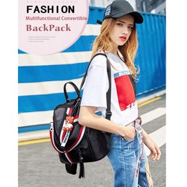 Segater® Women Backpack 2-Way Convertible Shoulder Bags Fashion Leather Purse Ladies Travel College Bag Backpack Handbags, black, Deco