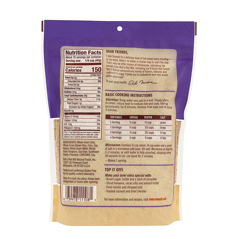 Bob's Red Mill Gluten Free 8 Grain Hot Cereal, 25