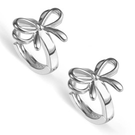 Bow Earrings, Bow Hoop Earrings Dainty Bow Earrings Ribbon Earrings Stylish Small Bow Jewelry Lightweight Round Huggie Earring Pierced Earrings Cartilage Earrings Gifts for Women Girls(silver)